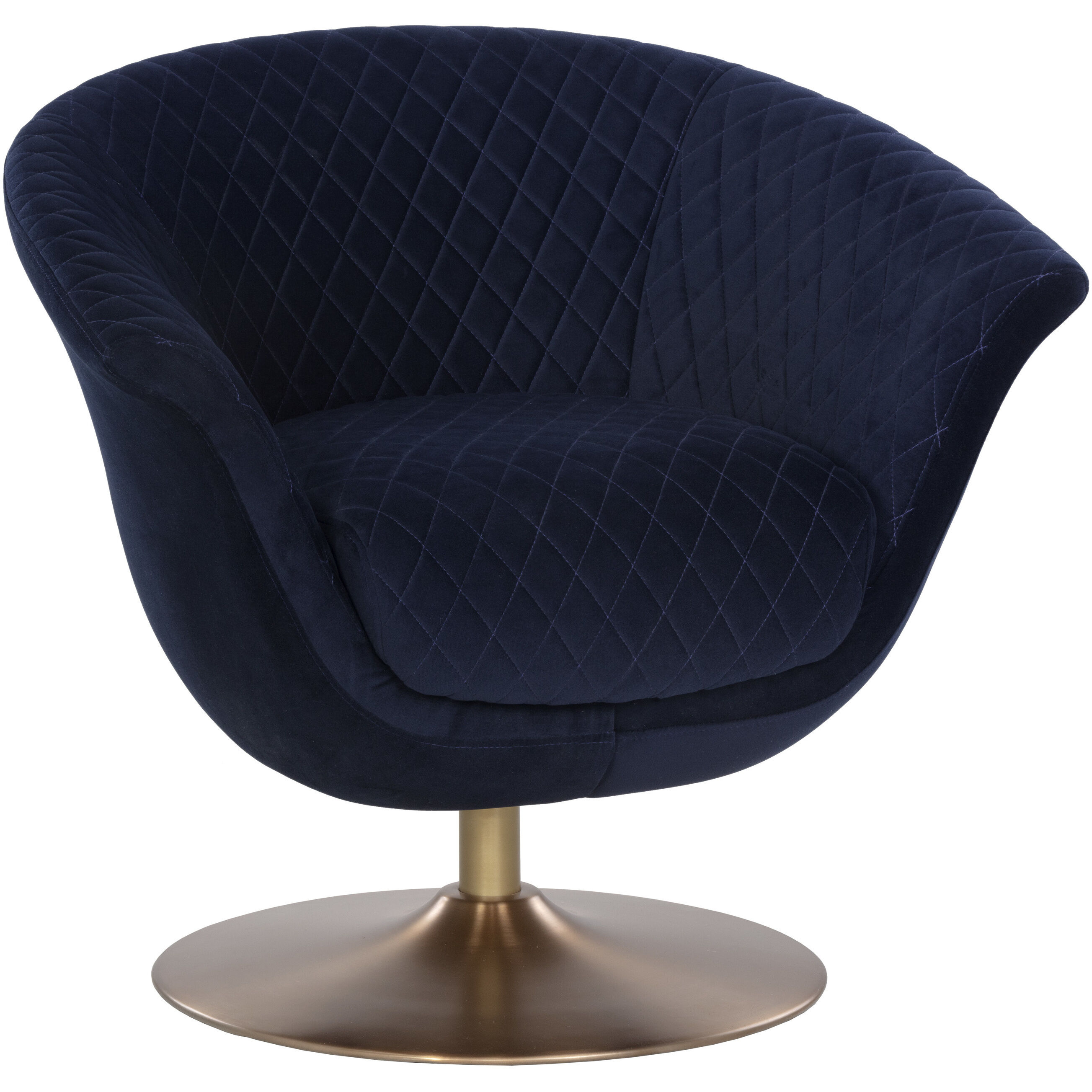 Carine Quilted Abbington Navy Swivel Lounge Chair, Swivel